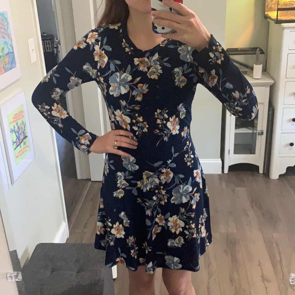 Altar’d State Fitted Long-Sleeve Knee-Length Dress